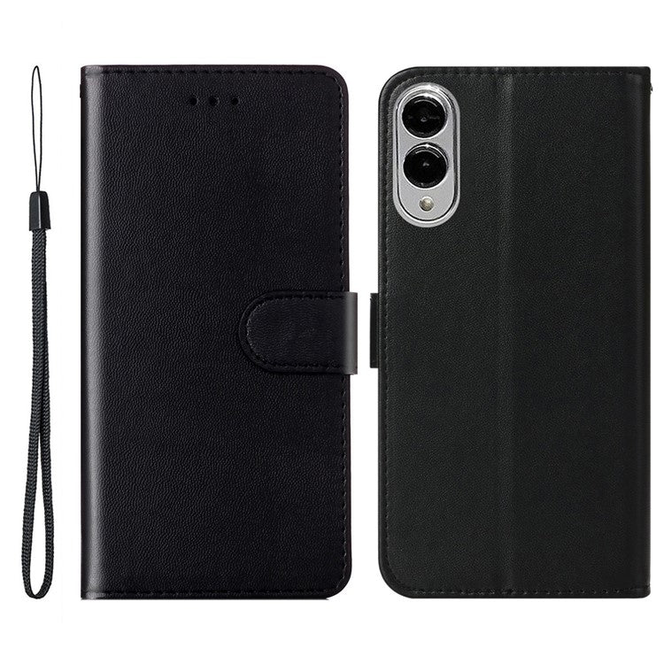 For Samsung Galaxy S25 Edge Case with Card Holder PU Leather Flip Wallet Phone Cover - Black