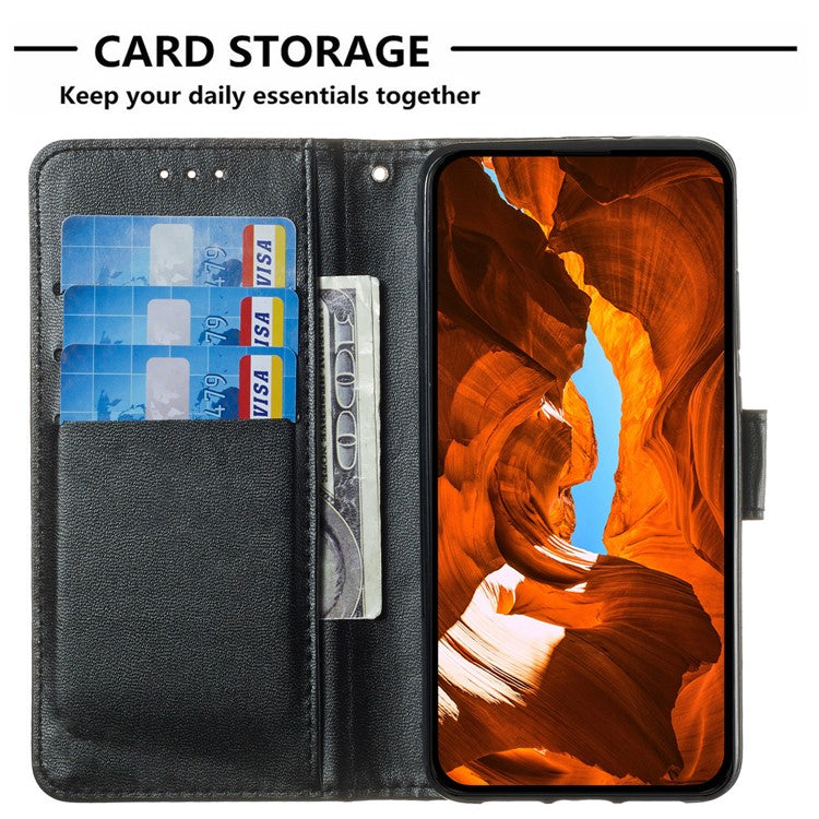 For Samsung Galaxy S25 Edge Case with Card Holder PU Leather Flip Wallet Phone Cover - Black