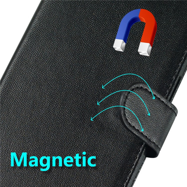 For Samsung Galaxy S25 Edge Case with Card Holder PU Leather Flip Wallet Phone Cover - Black