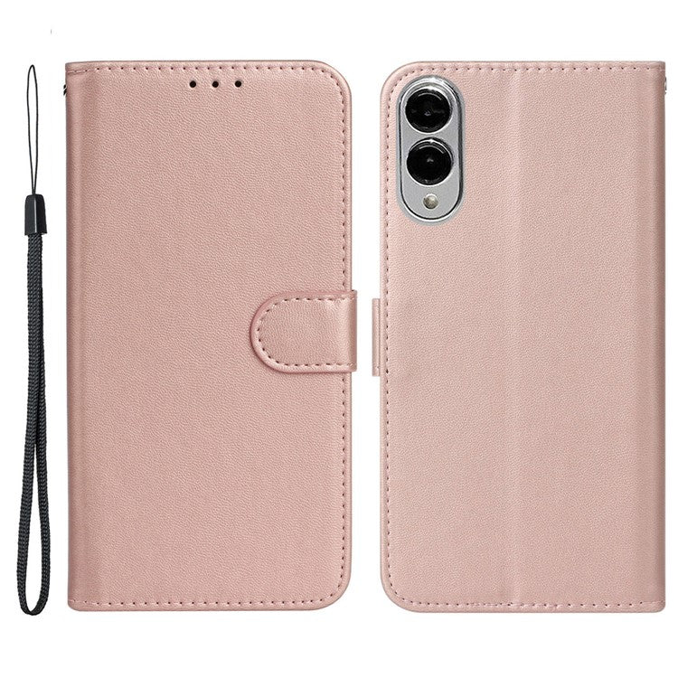 For Samsung Galaxy S25 Edge Case with Card Holder PU Leather Flip Wallet Phone Cover - Rose Gold