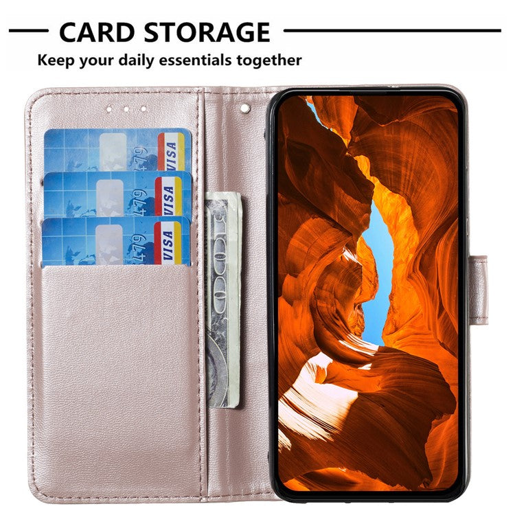 For Samsung Galaxy S25 Edge Case with Card Holder PU Leather Flip Wallet Phone Cover - Rose Gold