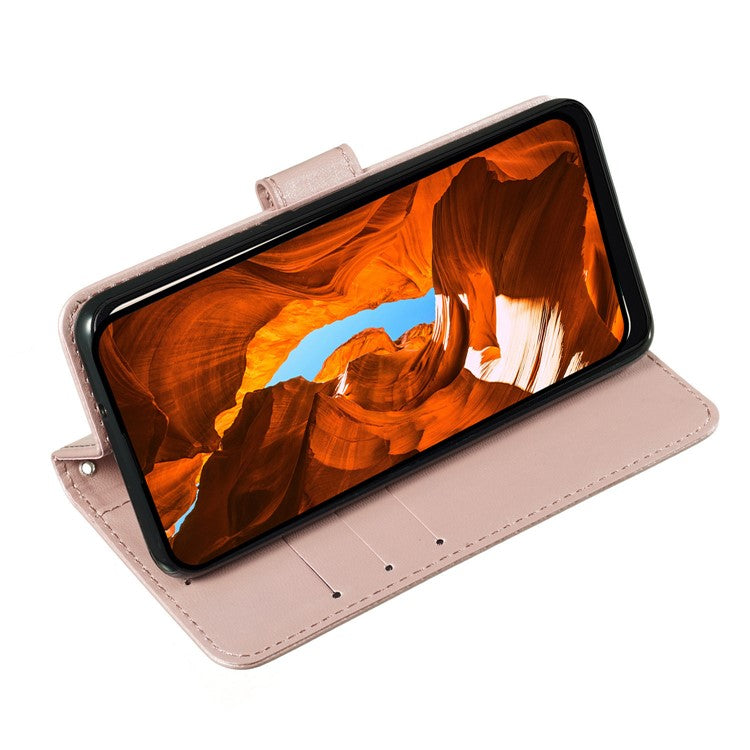 For Samsung Galaxy S25 Edge Case with Card Holder PU Leather Flip Wallet Phone Cover - Rose Gold