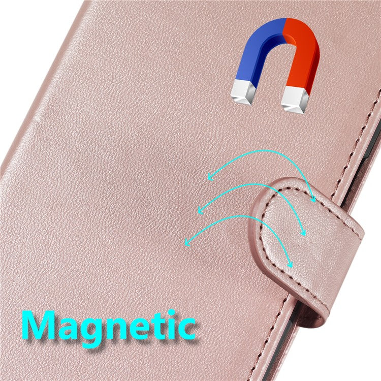 For Samsung Galaxy S25 Edge Case with Card Holder PU Leather Flip Wallet Phone Cover - Rose Gold
