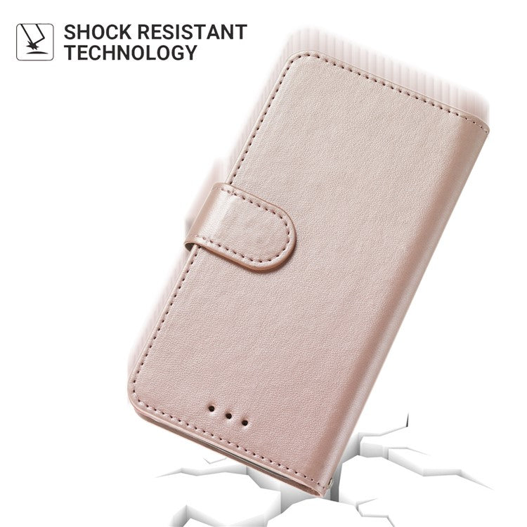 For Samsung Galaxy S25 Edge Case with Card Holder PU Leather Flip Wallet Phone Cover - Rose Gold