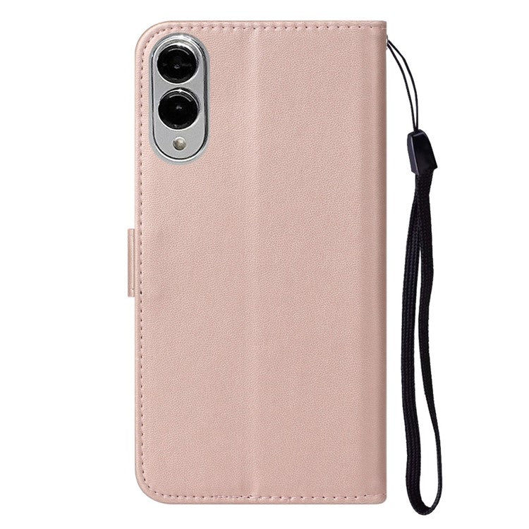 For Samsung Galaxy S25 Edge Case with Card Holder PU Leather Flip Wallet Phone Cover - Rose Gold