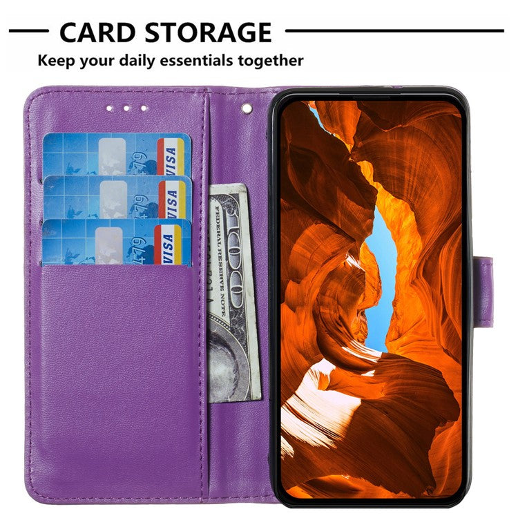 For Samsung Galaxy S25 Edge Case with Card Holder PU Leather Flip Wallet Phone Cover - Purple