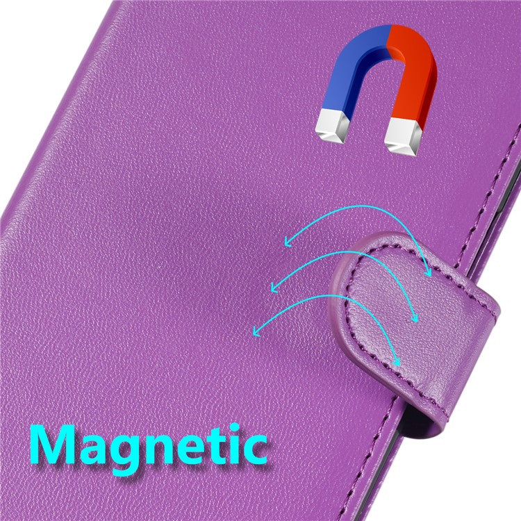 For Samsung Galaxy S25 Edge Case with Card Holder PU Leather Flip Wallet Phone Cover - Purple