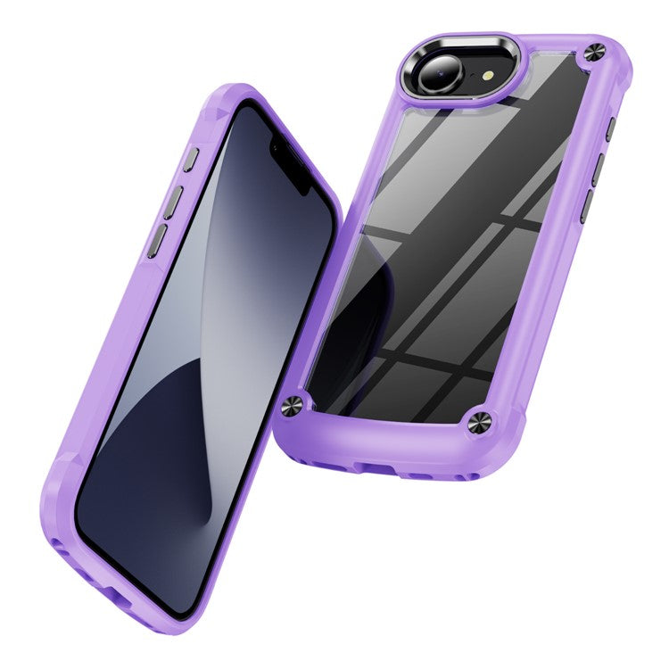 For iPhone 16e Case Anti-Drop Alloy Lens Frame PC + TPU Phone Cover - Purple