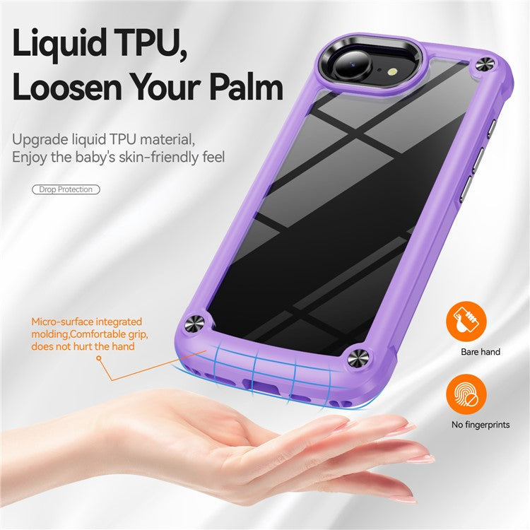 For iPhone 16e Case Anti-Drop Alloy Lens Frame PC + TPU Phone Cover - Purple