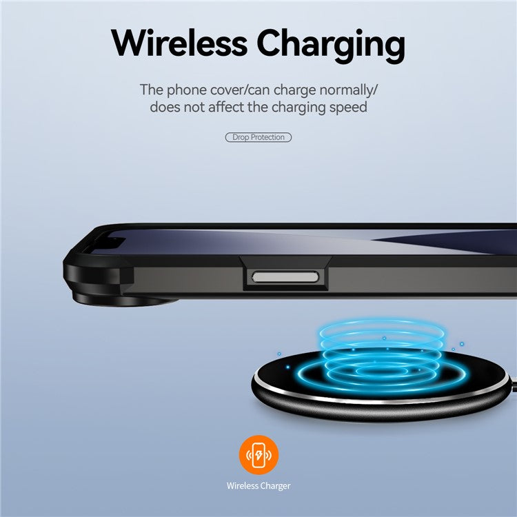 For iPhone 16e Case Anti-Drop Alloy Lens Frame PC + TPU Phone Cover - Black