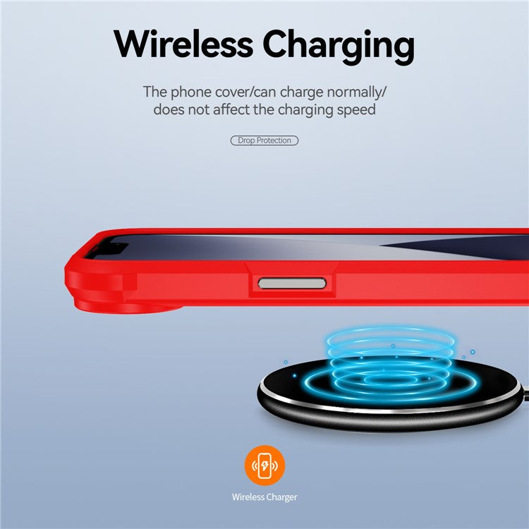 For iPhone 16e Case Anti-Drop Alloy Lens Frame PC + TPU Phone Cover - Red