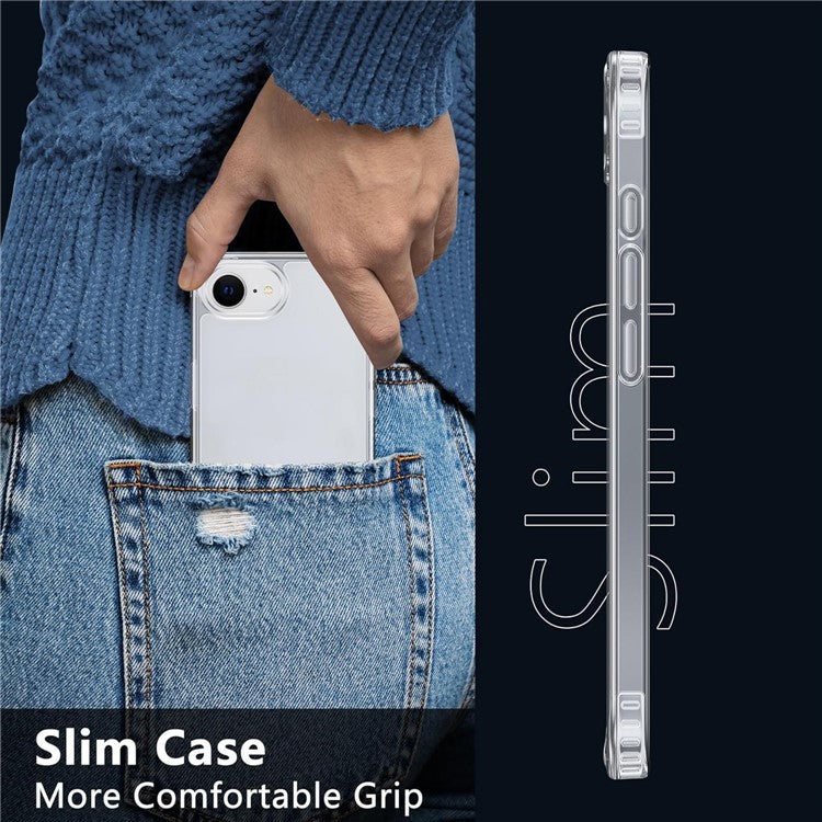 For iPhone 16e Transparent Phone Case Shockproof Acrylic + TPU Cover with Tempered Glass Screen Protector