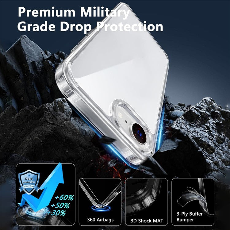 For iPhone 16e Transparent Phone Case Shockproof Acrylic + TPU Cover with Tempered Glass Screen Protector