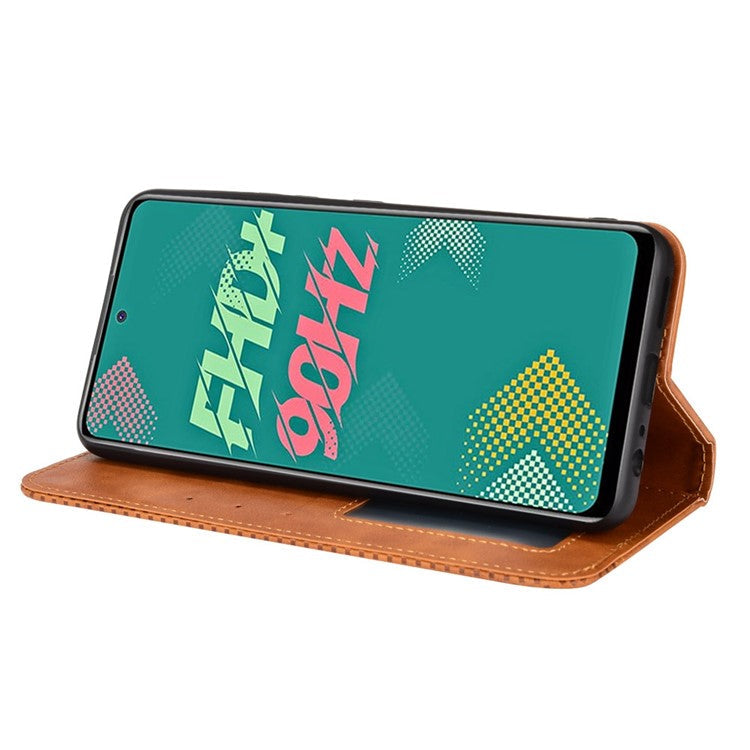 For Infinix Hot 11s / Hot 11s NFC 4G Retro Texture PU Leather Case Imprinted Pattern Magnetic Auto-Absorbed Phone Stand Wallet Cover - Brown