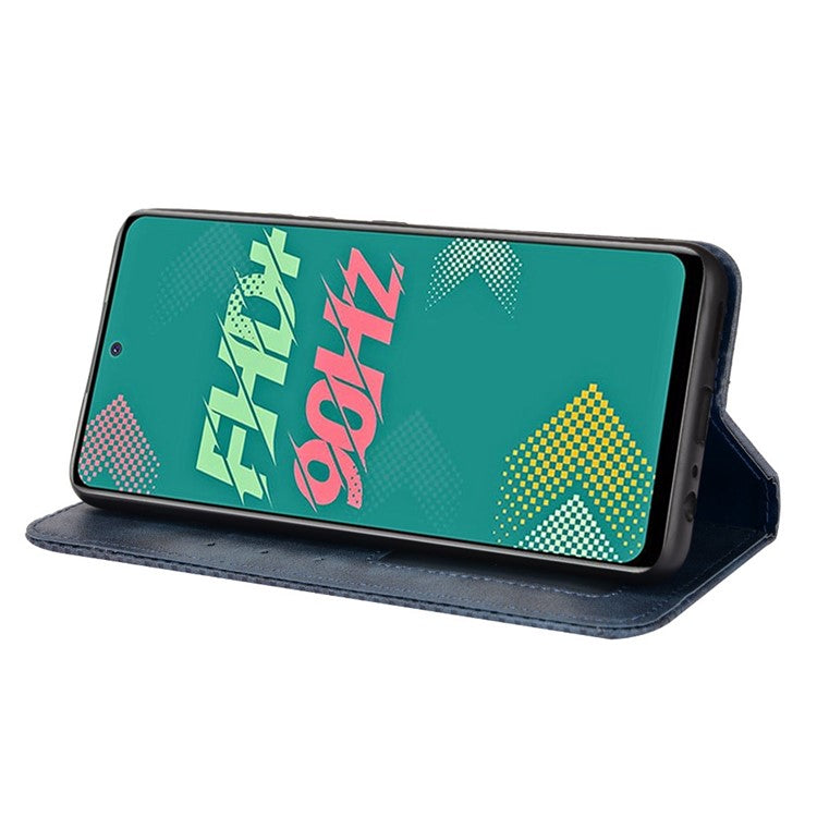 For Infinix Hot 11s / Hot 11s NFC 4G Retro Texture PU Leather Case Imprinted Pattern Magnetic Auto-Absorbed Phone Stand Wallet Cover - Blue