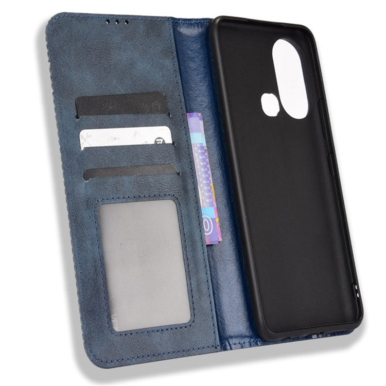 For Infinix Hot 11s / Hot 11s NFC 4G Retro Texture PU Leather Case Imprinted Pattern Magnetic Auto-Absorbed Phone Stand Wallet Cover - Blue