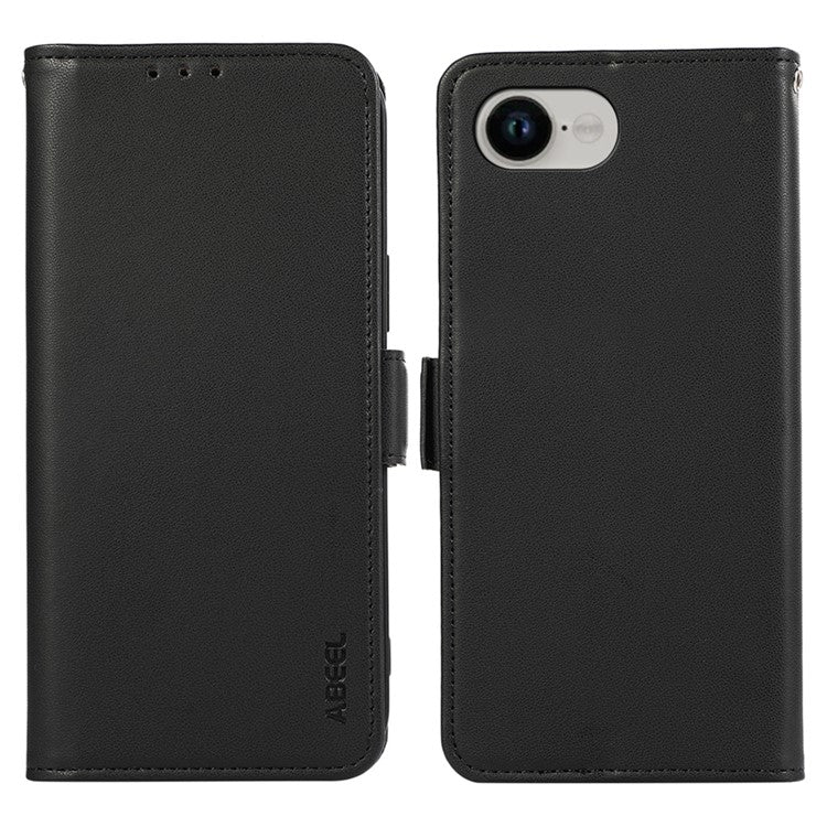 ABEEL For iPhone 16e Case Leather Phone Cover with RFID Blocking Wallet - Black