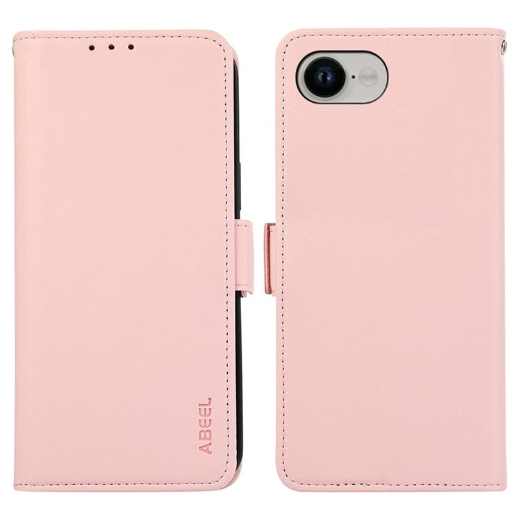 ABEEL For iPhone 16e Case Leather Phone Cover with RFID Blocking Wallet - Pink