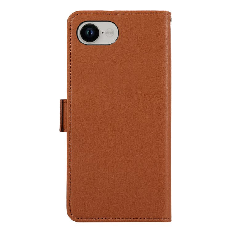 ABEEL For iPhone 16e Case Leather Phone Cover with RFID Blocking Wallet - Brown