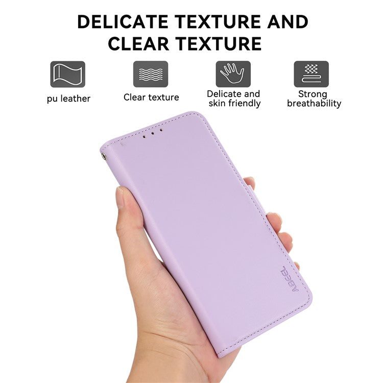 ABEEL For iPhone 16e Case Leather Phone Cover with RFID Blocking Wallet - Purple