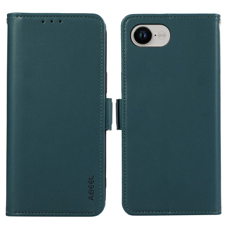 ABEEL For iPhone 16e Case Leather Phone Cover with RFID Blocking Wallet - Green