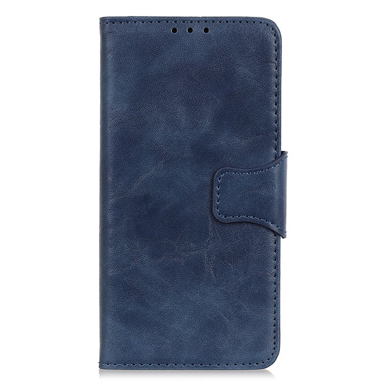 For Samsung Galaxy S25 Edge Case Crazy Horse Texture Split Leather Wallet Phone Cover - Blue