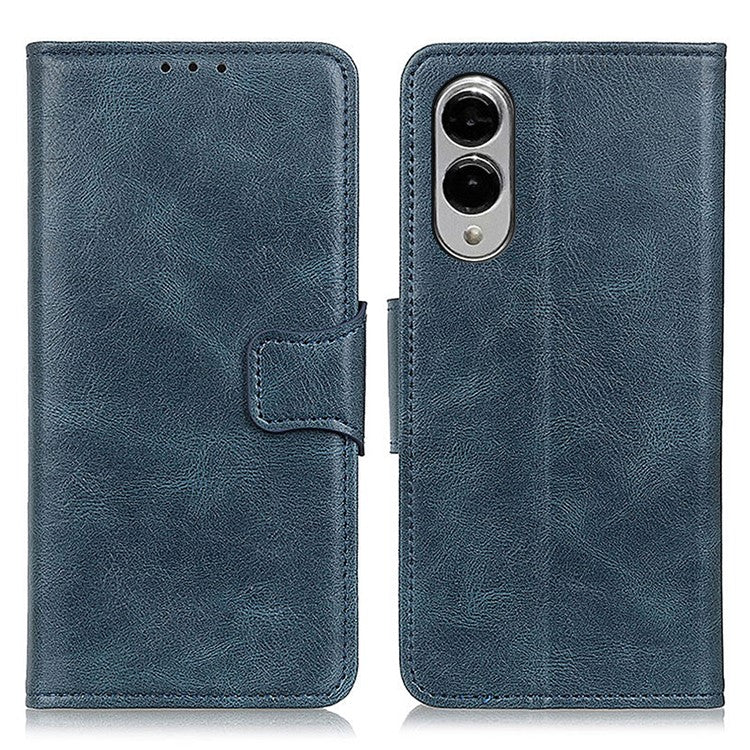 For Samsung Galaxy S25 Edge Case RFID Blocking Genuine Cow Leather Wallet Phone Cover - Blue