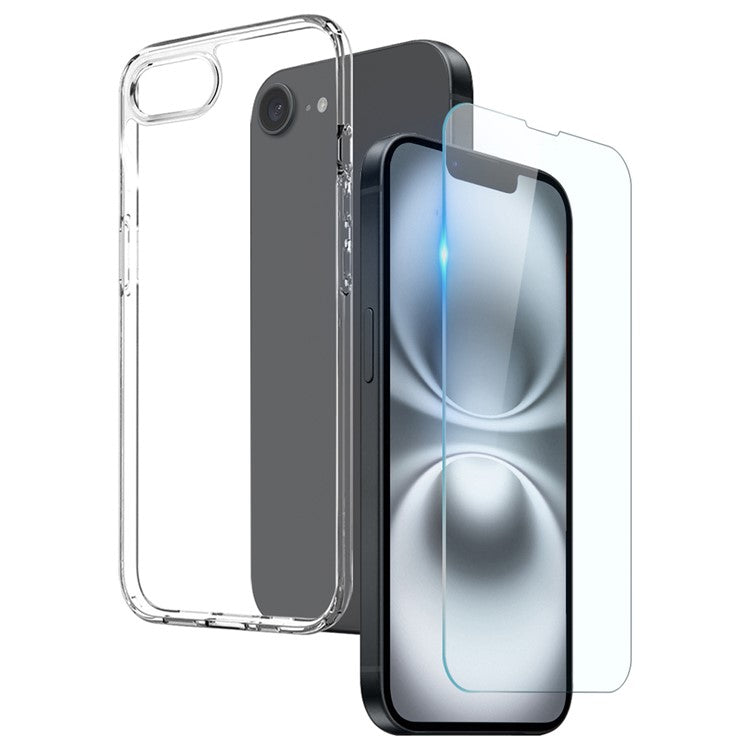 NORTHJO For iPhone 16e Clear Case Soft TPU Phone Cover with Tempered Glass Screen Protector