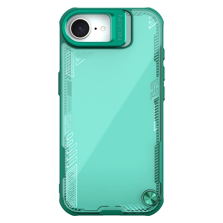 NILLKIN Iceblade Prop For iPhone 16e Case Lens Frame Kickstand PC + TPU Phone Cover - Green