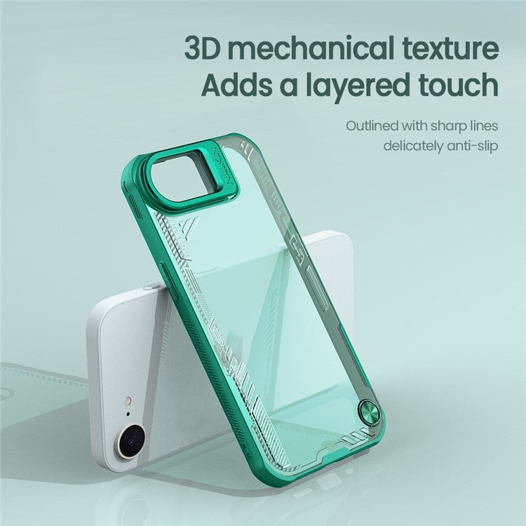 NILLKIN Iceblade Prop For iPhone 16e Case Lens Frame Kickstand PC + TPU Phone Cover - Black
