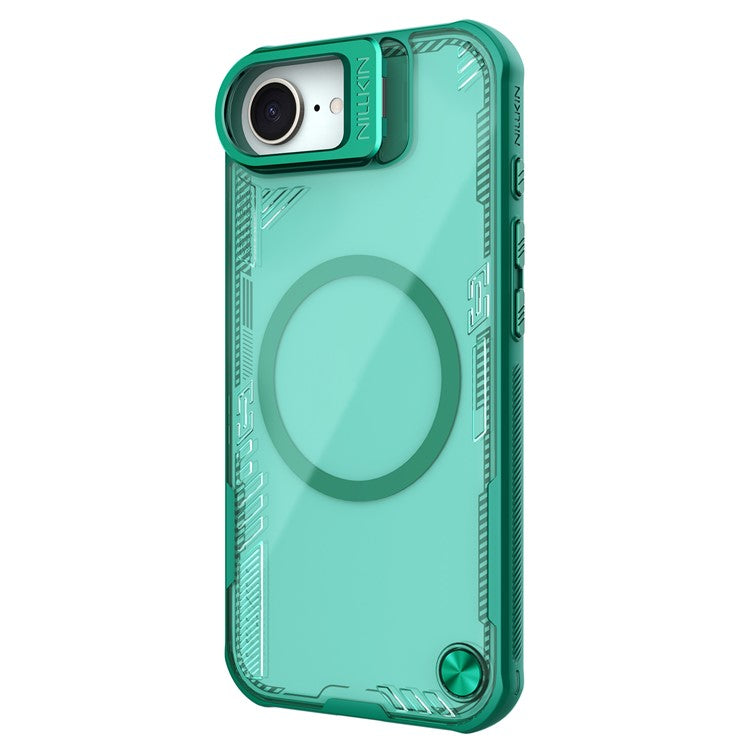 NILLKIN Iceblade Prop For iPhone 16e Case Compatible with MagSafe Lens Frame Kickstand PC + TPU Phone Cover - Green