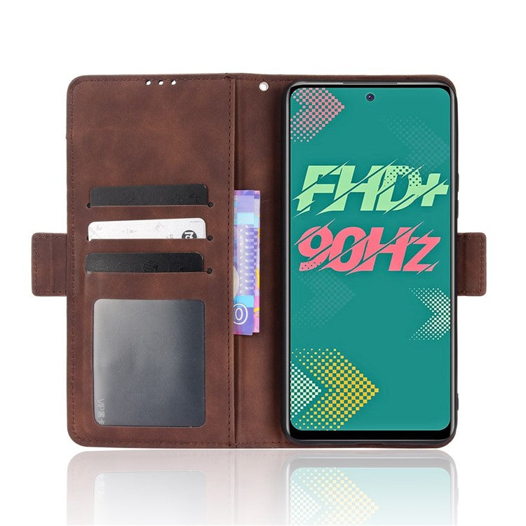 For Infinix Hot 11s / Hot 11s NFC 4G Multiple Card Slots PU Leather Case Dual Magnetic Clasp Phone Cover with Stand Wallet - Brown
