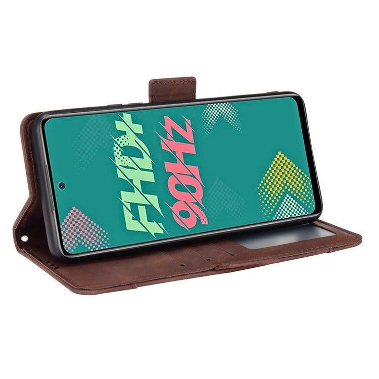 For Infinix Hot 11s / Hot 11s NFC 4G Multiple Card Slots PU Leather Case Dual Magnetic Clasp Phone Cover with Stand Wallet - Brown