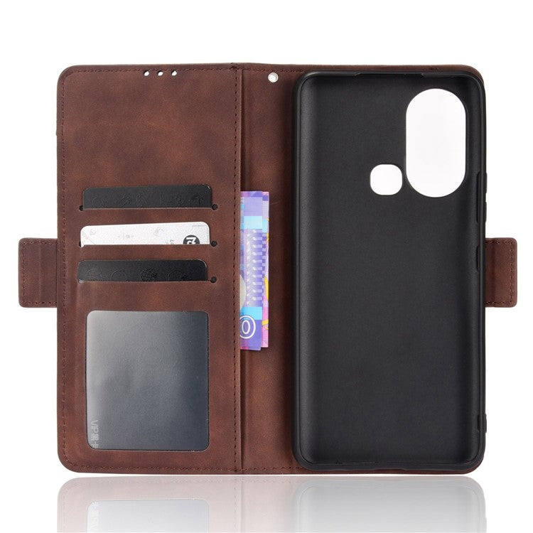 For Infinix Hot 11s / Hot 11s NFC 4G Multiple Card Slots PU Leather Case Dual Magnetic Clasp Phone Cover with Stand Wallet - Brown