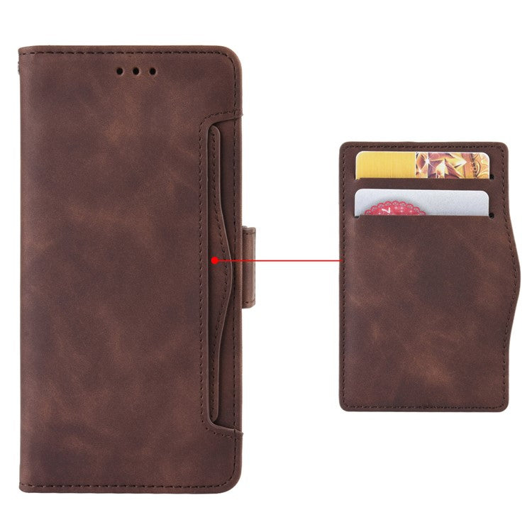 For Infinix Hot 11s / Hot 11s NFC 4G Multiple Card Slots PU Leather Case Dual Magnetic Clasp Phone Cover with Stand Wallet - Brown