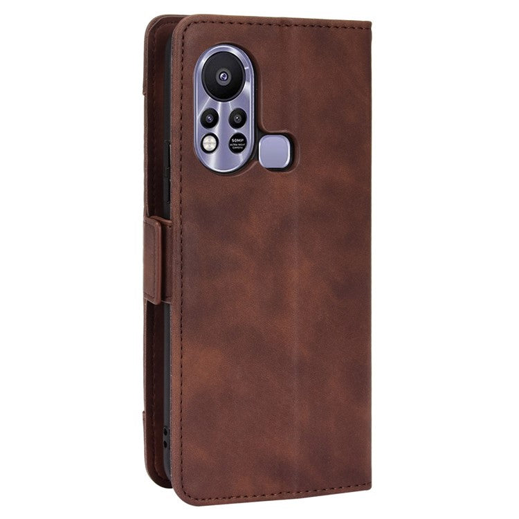 For Infinix Hot 11s / Hot 11s NFC 4G Multiple Card Slots PU Leather Case Dual Magnetic Clasp Phone Cover with Stand Wallet - Brown