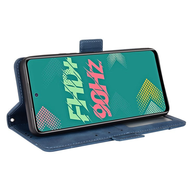 For Infinix Hot 11s / Hot 11s NFC 4G Multiple Card Slots PU Leather Case Dual Magnetic Clasp Phone Cover with Stand Wallet - Blue