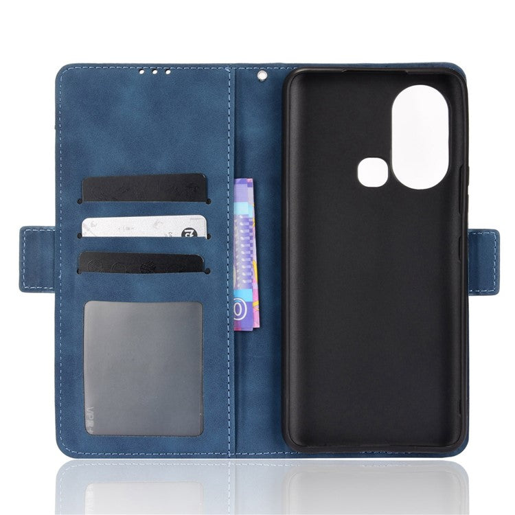 For Infinix Hot 11s / Hot 11s NFC 4G Multiple Card Slots PU Leather Case Dual Magnetic Clasp Phone Cover with Stand Wallet - Blue