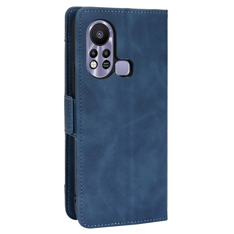 For Infinix Hot 11s / Hot 11s NFC 4G Multiple Card Slots PU Leather Case Dual Magnetic Clasp Phone Cover with Stand Wallet - Blue