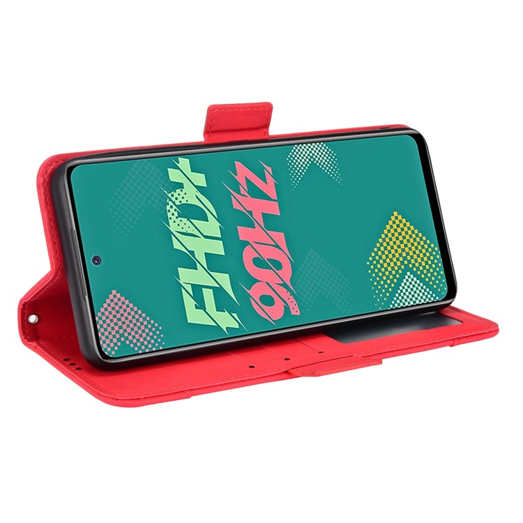 For Infinix Hot 11s / Hot 11s NFC 4G Multiple Card Slots PU Leather Case Dual Magnetic Clasp Phone Cover with Stand Wallet - Red