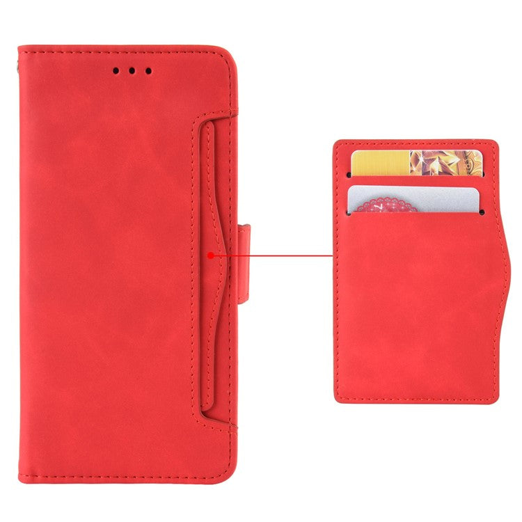 For Infinix Hot 11s / Hot 11s NFC 4G Multiple Card Slots PU Leather Case Dual Magnetic Clasp Phone Cover with Stand Wallet - Red