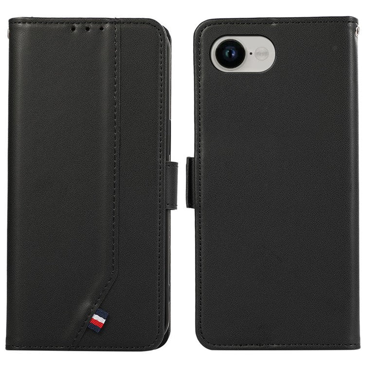 For iPhone 16e Case RFID Blocking Flip Leather Phone Cover - Black