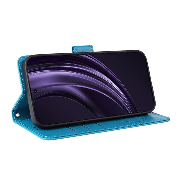 For Oppo Reno13 Pro 5G Case Butterfly Floral Imprint Wallet Stand Leather Phone Cover - Blue