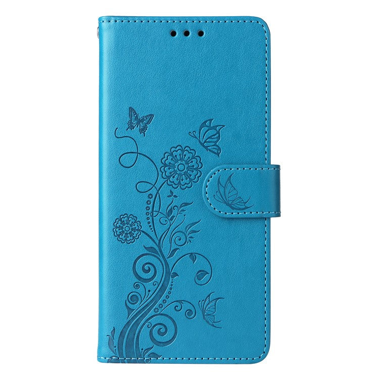 For Oppo Reno13 Pro 5G Case Butterfly Floral Imprint Wallet Stand Leather Phone Cover - Blue