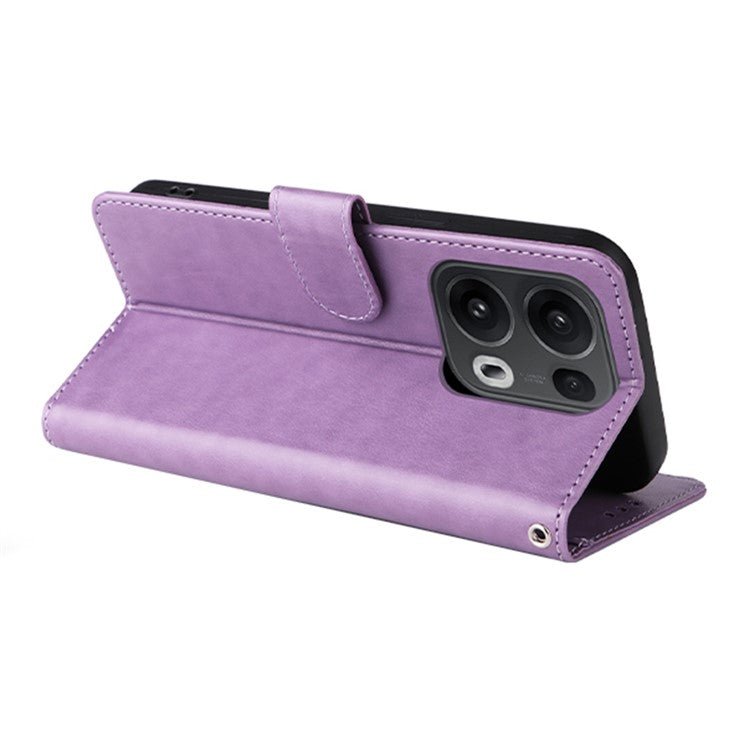 For Oppo Reno13 Pro 5G Case Butterfly Floral Imprint Wallet Stand Leather Phone Cover - Purple