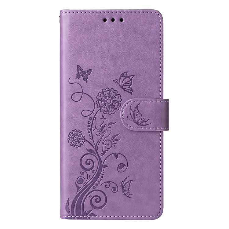 For Oppo Reno13 Pro 5G Case Butterfly Floral Imprint Wallet Stand Leather Phone Cover - Purple