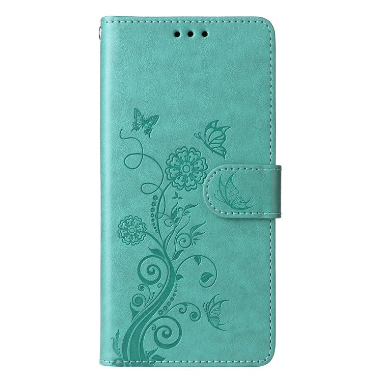 For Oppo Reno13 Pro 5G Case Butterfly Floral Imprint Wallet Stand Leather Phone Cover - Green