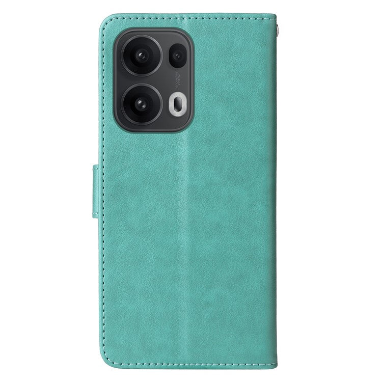 For Oppo Reno13 Pro 5G Case Butterfly Floral Imprint Wallet Stand Leather Phone Cover - Green
