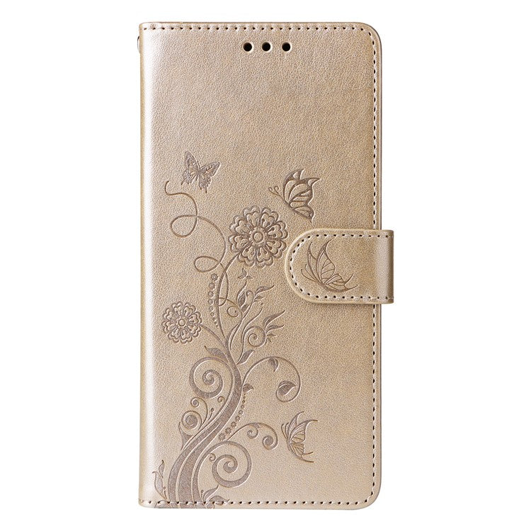 For Oppo Reno13 Pro 5G Case Butterfly Floral Imprint Wallet Stand Leather Phone Cover - Gold