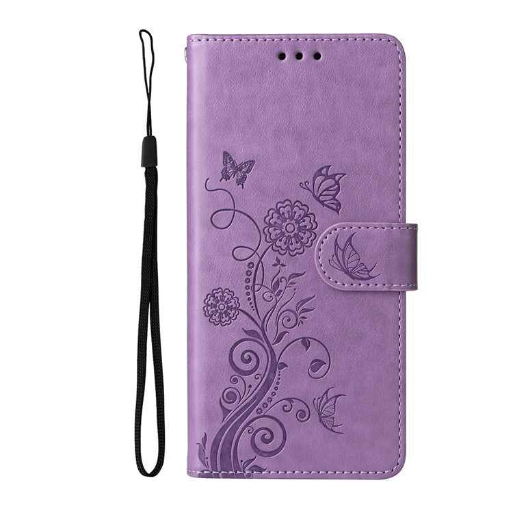 For iPhone 16e Case Butterfly Floral Imprint Wallet Stand Leather Phone Cover - Purple